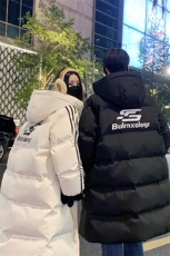 主推过膝棉衣织带三条杠长款加厚情侣羽棉服外套男G1076P168，男装棉衣，电商A339