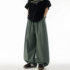 8XL-M亚麻弯刀裤直筒阔腿裤子男夏季宽松大码运动灯笼裤KZ068P60，男装休闲裤，电商B312