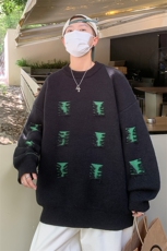 M6122/P70秋冬港风毛衣撞色个性毛衣男大码针织衫潮大码上衣毛衫，男装针织衫/毛衣，电商A141