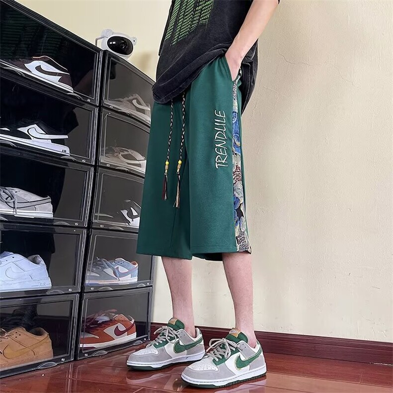 美式休闲运动七分裤男夏季宽松直筒潮牌大码短裤1001-1-DK13-P32,男装牛仔裤,星座1001-1