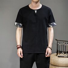 2021风男夏季棉麻短袖T恤宽松大码复古上衣QT6005-T，男装T恤，星座1112-5（原712-5）