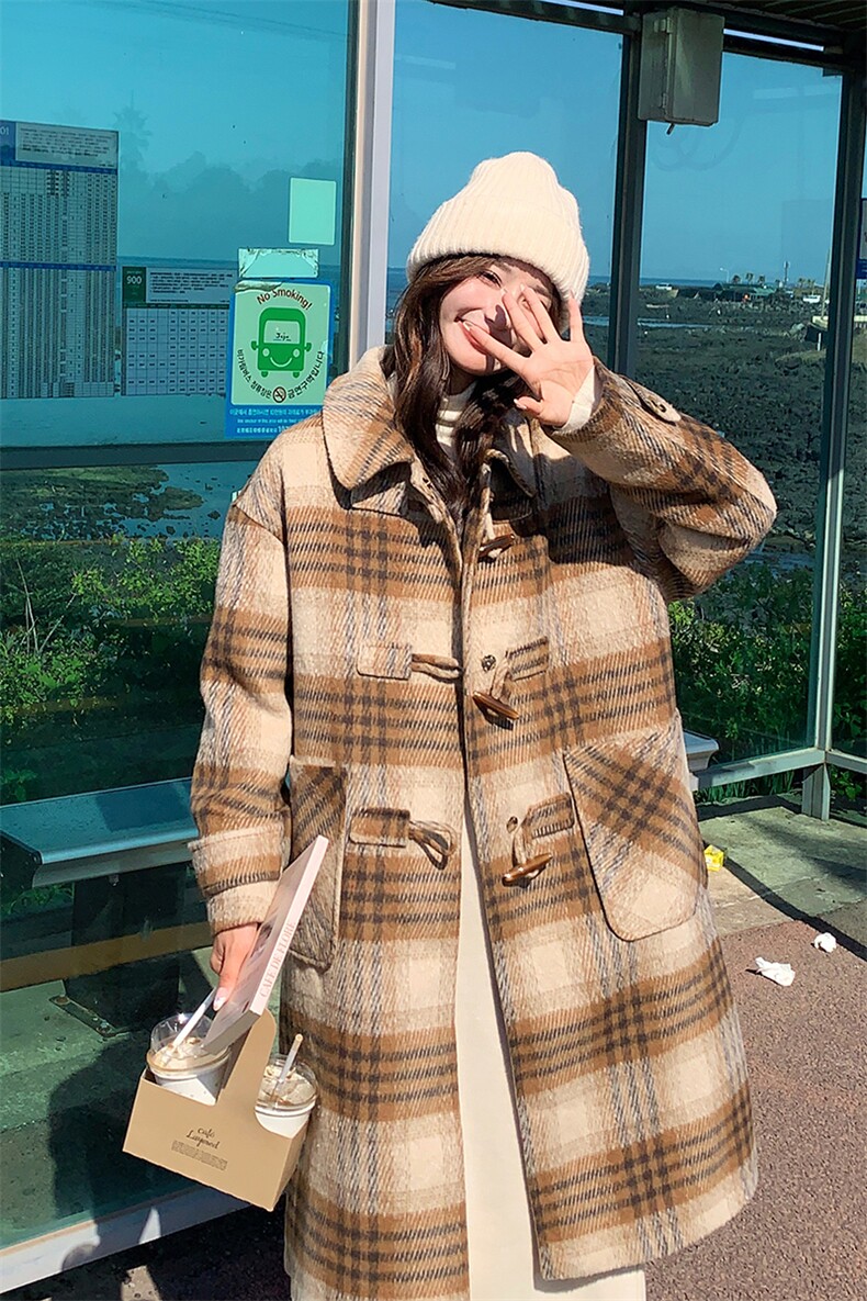 现货！2530款格子羊毛呢羽绒服女中长款,女装羽绒服,衣秀之家