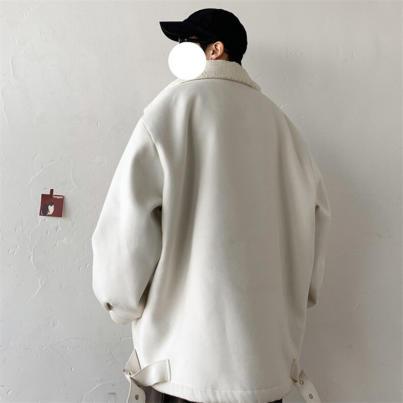 秋冬呢料港风ins纯色加厚羊羔毛短款男保暖棉衣A071-089-P125,男装棉衣,电商A071