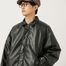 2026冬季新款男装日系潮牌纯色休闲皮衣棉服加厚外套MY382-F145，男装皮衣，电商A101（原外27）
