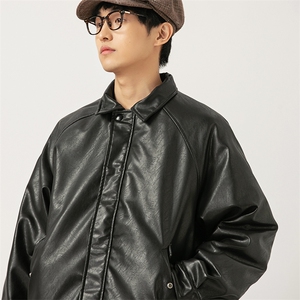 2026冬季新款男装日系潮牌纯色休闲皮衣棉服加厚外套MY382-F145图片