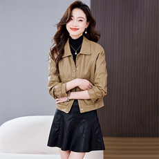 皮衣外套女2026年春季新款水洗皮机车服显瘦pu皮夹克韩版短外套潮，女装套装/套裙，江南女神
