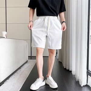 时尚短裤男夏季新款潮牌条纹提花休闲百搭直筒弹力宽松运动五分裤图片