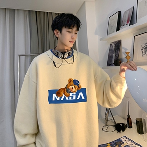 控78 假两件毛衣男大码加绒针织衫男毛线衣M80247-P55  加绒P70图片