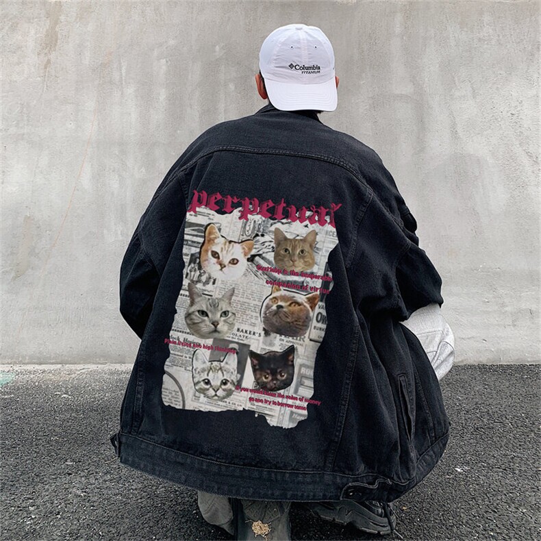 复古牛仔外套男秋季新款高街痞帅上衣宽松潮流翻领夹克JK1015-P68,男装夹克,星座1103-3