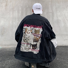 复古牛仔外套男秋季新款高街痞帅上衣宽松潮流翻领夹克JK1015-P68，男装夹克，星座1103-3