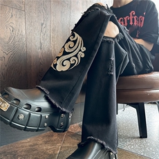 k1080-p55-控78M-5XL现货oversizecleanfit显瘦黄泥牛仔裤破洞，男装牛仔裤，星座116