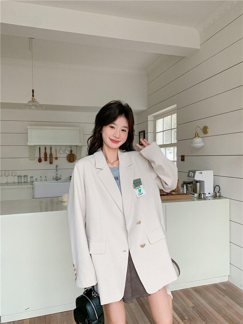 春现浅色系简约贴标西装外套B190-5023-K178-P130,女装短外套,2B190
