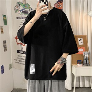 Q11045-P30 春夏季七分袖t恤男大码五分袖男短袖中袖图片