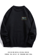 白底22秋冬新款潮流小标印花保暖圆领套头毛衣M1054P50控68，男装针织衫/毛衣，电商A247-1