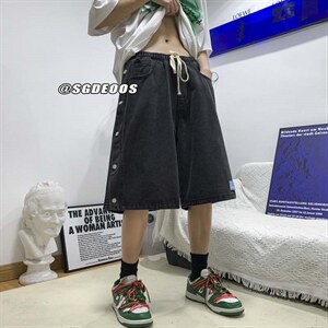 夏季牛仔短裤排扣潮牌百搭宽松休闲五分裤313A-1-NZ003-P45 控58图片