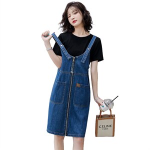 牛仔背带连衣裙裙套装女夏季2023新款女装韩版时尚百搭两件套裙潮图片