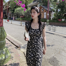 夏季飞飞袖碎花雪纺连衣裙2C375-2388-P125-K188，女装连衣裙，2C375