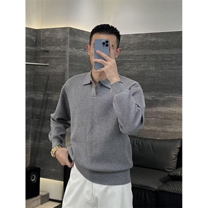老钱风秋新贵简约风男士休闲上衣纯色高级感百搭针织衫D2511/P68图片