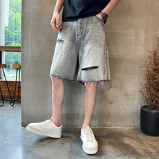 夏季痞帅破洞牛仔短裤Z036#-P45，男装牛仔裤，星座905