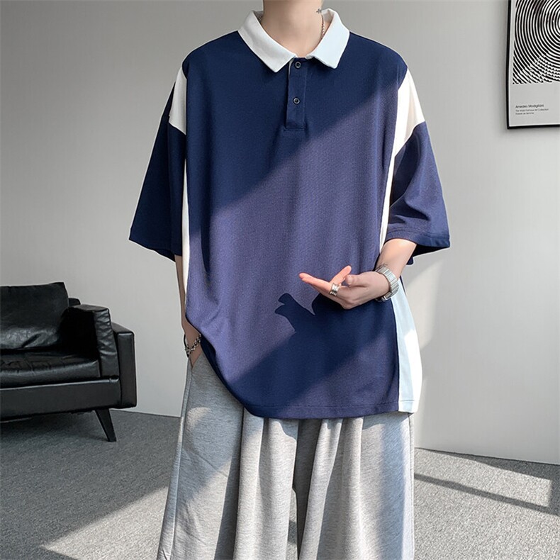 8XL-M拼接撞色短袖t恤男款夏季新款半袖POLO衫加肥加大码DT004P38,男装T恤,电商B312