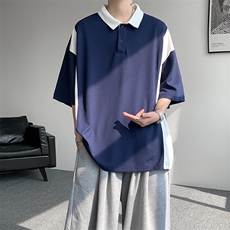 8XL-M拼接撞色短袖t恤男款夏季新款半袖POLO衫加肥加大码DT004P38，男装T恤，电商B312