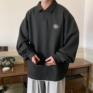 春款男休闲卫衣华夫格POLO衫长袖T恤字母绣花外套A071-OPL01-P45