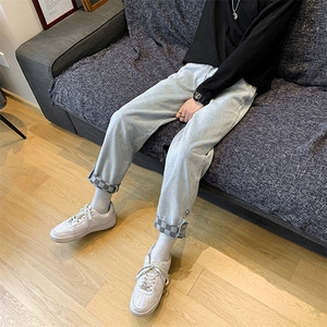 2023新款港风男装牛仔裤夏季宽松休闲百搭韩版时尚长裤 K981-P38图片