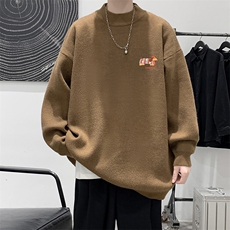 半高领毛衣男大码胖子针织衫毛线衣M18438-P45加绒款-P65，男装针织衫/毛衣，电商A040
