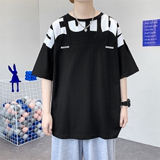 货足8XL-M高街美式纯短袖T恤男2023夏季新款胖子半袖大码体恤，男装T恤，钱塘717(原712)