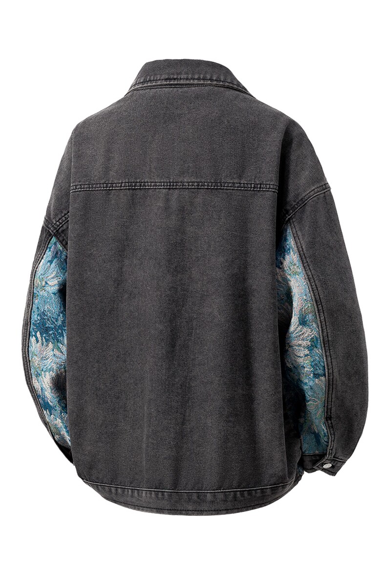 刺绣拼接牛仔夹克男大码M-5XL潮白底外套男NZ77065P95控128,男装工装外套,星座227-7