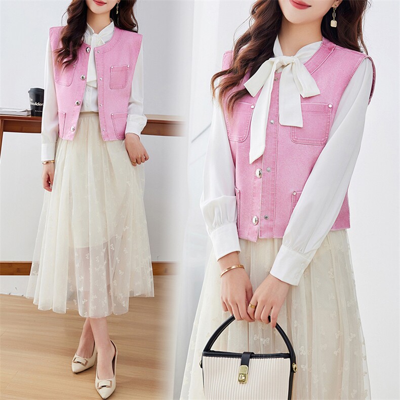 设计感圆领皮衣小马甲女短款2024春季新款精致潮流pu坎肩外穿马夹，女装皮衣，江南女神