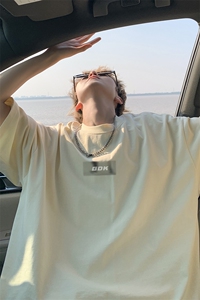 已注册/夏季外景纯棉个性百搭宽松短袖T恤男潮打底衫DT00108/P25图片