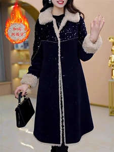 【大货已出】双面穿时尚雪尼尔绒加厚外套女新款显瘦减龄大衣图片