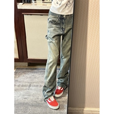 【有货】拉链微喇牛仔裤男美式vibe风裤子高街直筒X222LL-特P45，男装牛仔裤，星座1007（原301D）