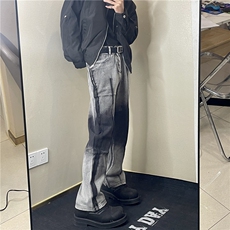 <自拍图>春季美式高街复古重工做旧水洗牛仔裤男渐变T8824-P48，男装牛仔裤，星座1109-4