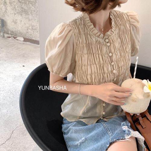 打皱天丝上衣，女装，韵芭莎