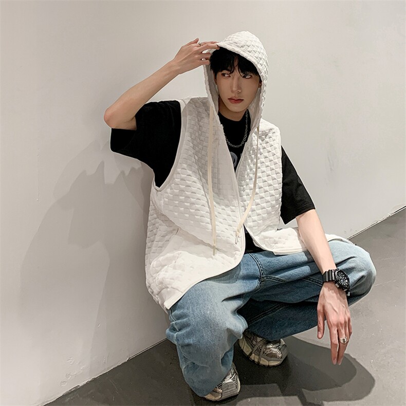 马甲男韩版潮流凹凸格痞子帅连帽2023春夏季ins宽松背心W4782-P34,男装背心/马甲,星座412-2