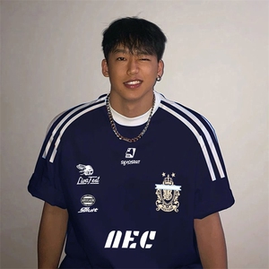 夏季美式高街重磅纯棉三条杠织带撞色男女短袖T恤ZD298-特P30图片