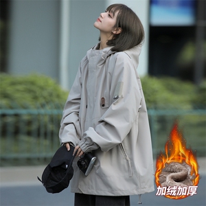 加绒加厚冲锋衣夹克男女同款保暖上衣外套A406 A190  P95图片