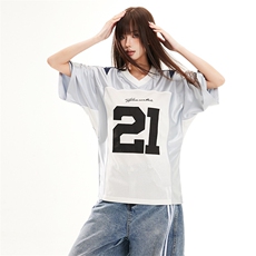 美式V领短袖t恤男女春夏季潮牌宽松运动球衣设计感上衣YD283-P45，男装T恤，星座509