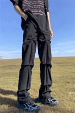 高街2023夏季新款潮流街头褶皱休闲长裤B315-K23379-P60控78，男装休闲裤，电商B315