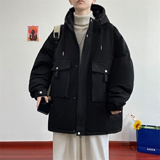 加厚冬男连帽棉衣工装大口袋字母刺绣棉袄大码M-5XLMY13P115，男装棉衣，星座1013-1