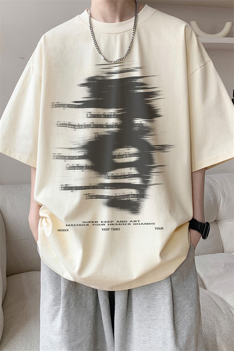图案已注册夏季新款日系休闲短袖T恤男潮宽松半袖体恤衫D131/P25,男装T恤,电商B209