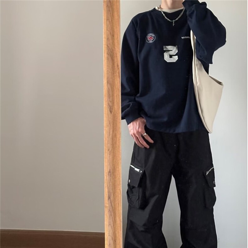 时尚秋季美式复古字母球衣圆领卫衣男女休闲百搭情侣上衣新款潮,男装卫衣,星座506A