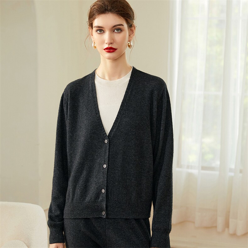 2025春秋新款蚕丝羊绒衫女气质开衫无扣外搭慵懒百搭针织外套上衣，女装羊绒衫，隆秋羊绒