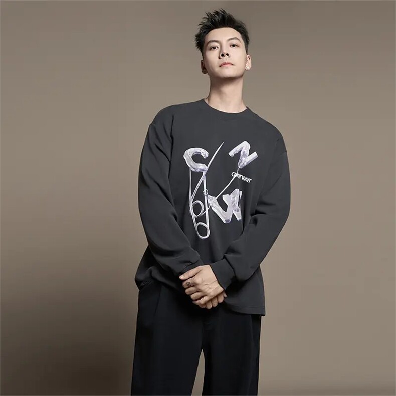 陈伟霆同款圆领卫衣1611B-WW01-P58，男装卫衣，星座1611B