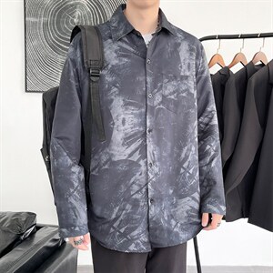秋季衬衫男韩版潮流扎染百搭外套潮牌港风宽松休闲衬衣 W1219-P30图片