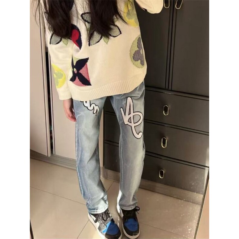 美式高端浅色贴布男女修身直筒高街潮牌牛仔裤SK0325P41,男装牛仔裤,星座1112-1