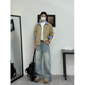 痞帅风衬衫男短袖假两件拼接超火中袖2025新款高级感冰丝衣服图片