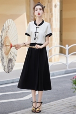 法式小香风吊带连衣裙套装女夏季2024新款新中式国风吊带裙两件套，女装套装/套裙，时尚俏佳人
